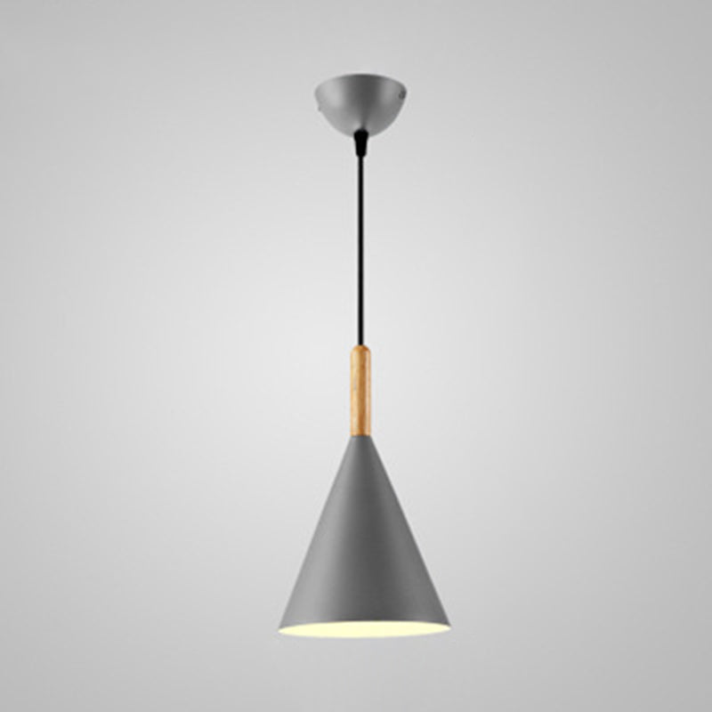 6.3 Inches Wide Mini Pendant Lamp with Metal Cone Shade Nordic Macaroon Style 1-light Hanging Light