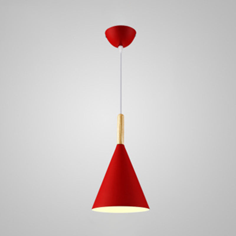 6.3 Inches Wide Mini Pendant Lamp with Metal Cone Shade Nordic Macaroon Style 1-light Hanging Light