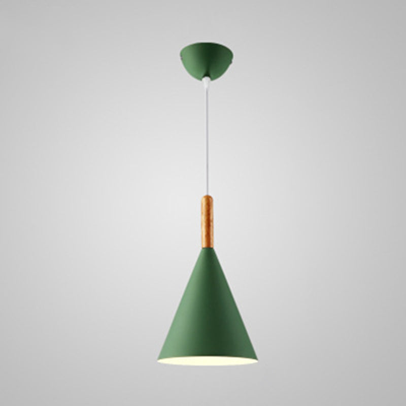 6.3 Inches Wide Mini Pendant Lamp with Metal Cone Shade Nordic Macaroon Style 1-light Hanging Light