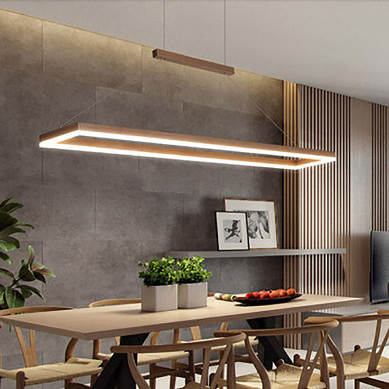 Modern Minimalist Rectangle Island Light Metal LED Restaurant Pendant Lighting for Living Room