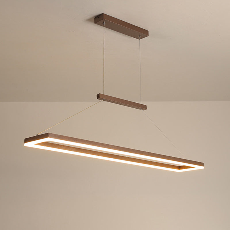 Modern Minimalist Rectangle Island Light Metal LED Restaurant Pendant Lighting for Living Room