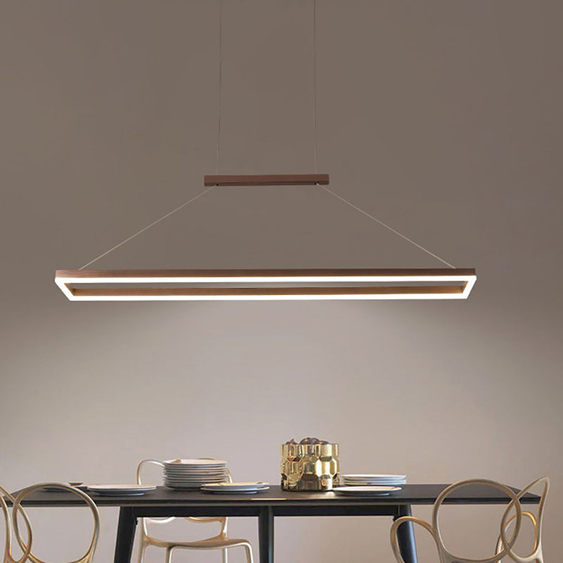 Modern Minimalist Rectangle Island Light Metal LED Restaurant Pendant Lighting for Living Room