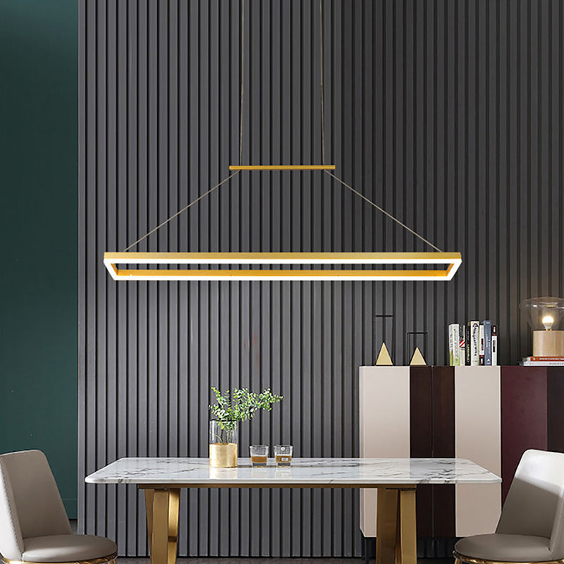 Modern Minimalist Rectangle Island Light Metal LED Restaurant Pendant Lighting for Living Room