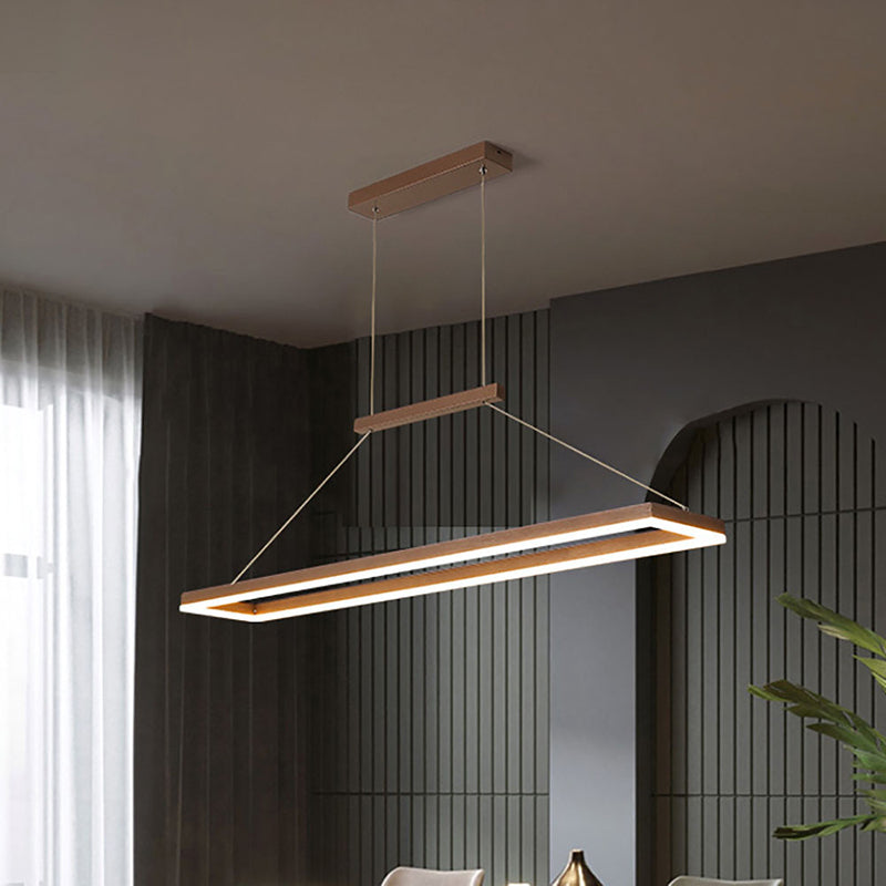 Modern Minimalist Rectangle Island Light Metal LED Restaurant Pendant Lighting for Living Room