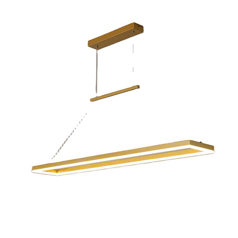 Modern Minimalist Rectangle Island Light Metal LED Restaurant Pendant Lighting for Living Room