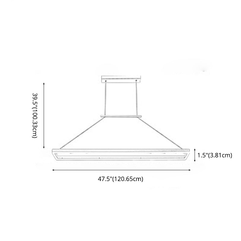 Modern Minimalist Rectangle Island Light Metal LED Restaurant Pendant Lighting for Living Room