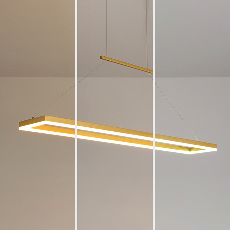 Modern Minimalist Rectangle Island Light Metal LED Restaurant Pendant Lighting for Living Room