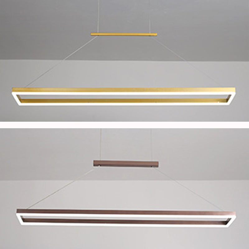 Modern Minimalist Rectangle Island Light Metal LED Restaurant Pendant Lighting for Living Room