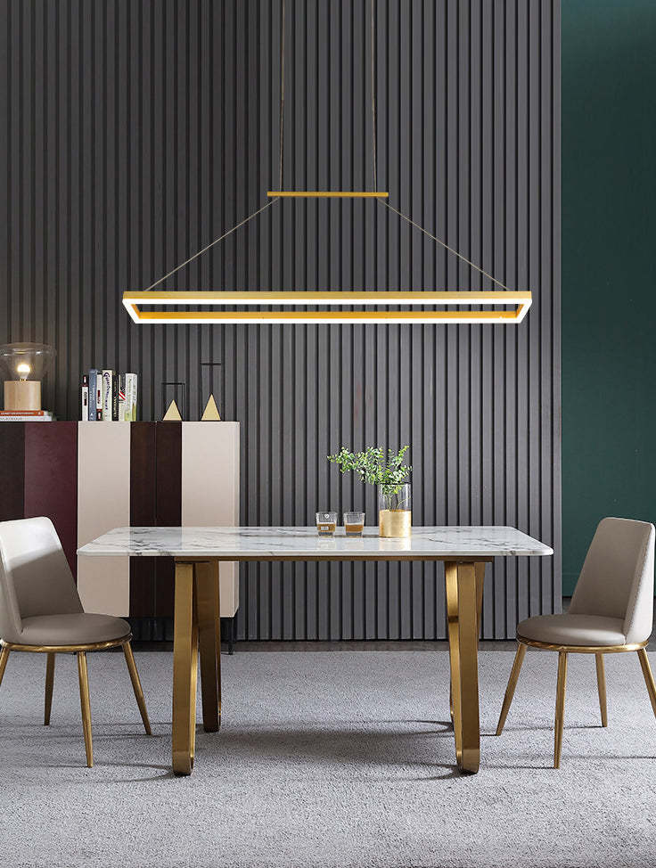 Modern Minimalist Rectangle Island Light Metal LED Restaurant Pendant Lighting for Living Room