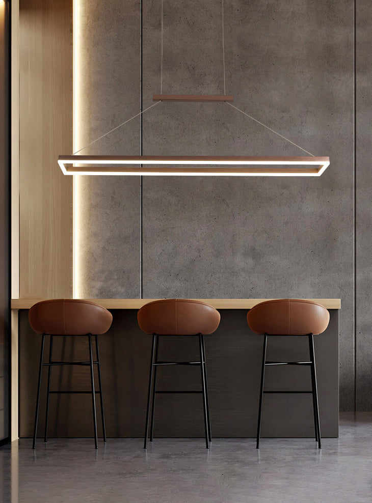 Modern Minimalist Rectangle Island Light Metal LED Restaurant Pendant Lighting for Living Room