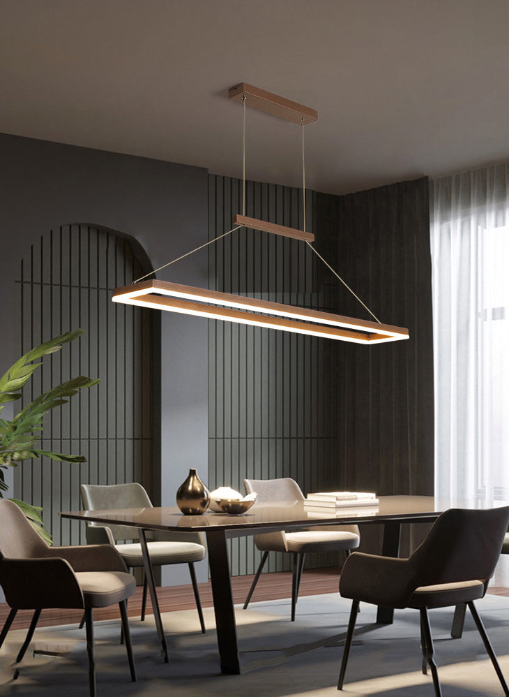 Modern Minimalist Rectangle Island Light Metal LED Restaurant Pendant Lighting for Living Room