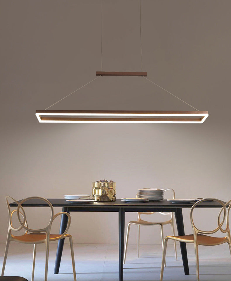 Modern Minimalist Rectangle Island Light Metal LED Restaurant Pendant Lighting for Living Room