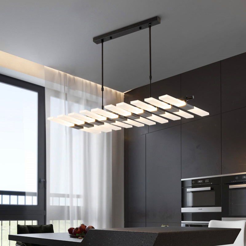 Modern Minimalist Fish Skeleton Island Light Acrylic LED Strip Restaurant Pendant Lighting for Living Room