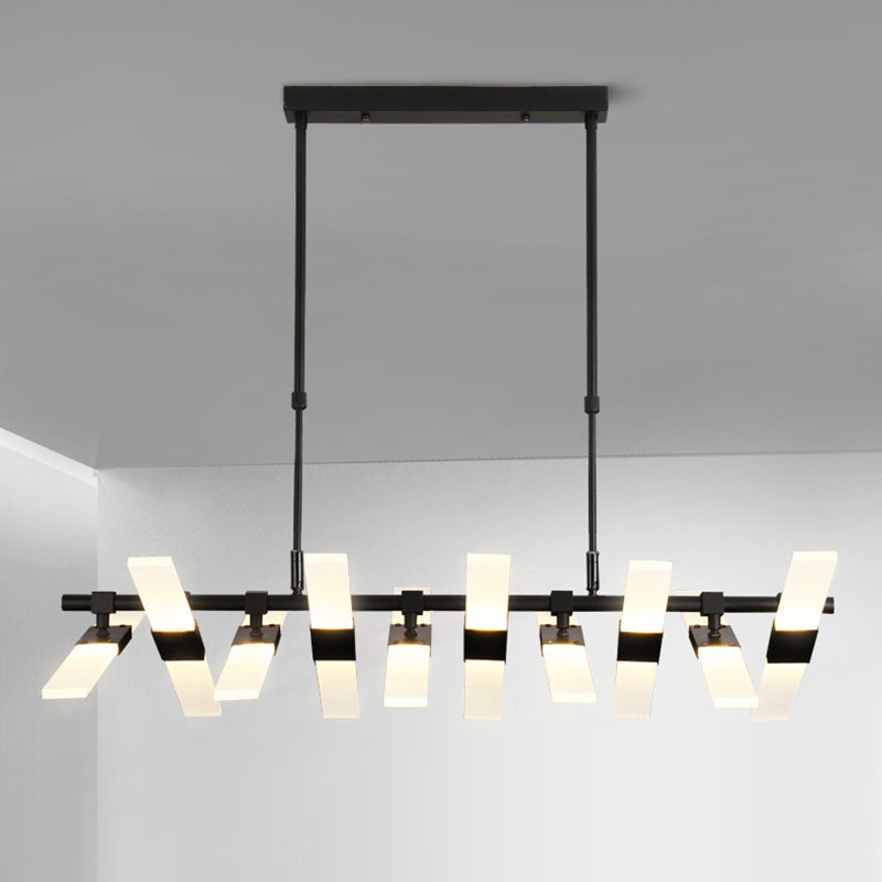 Modern Minimalist Fish Skeleton Island Light Acrylic LED Strip Restaurant Pendant Lighting for Living Room