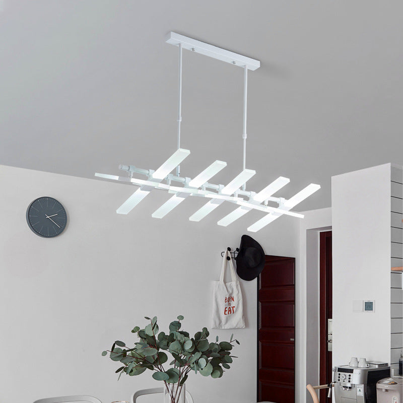 Modern Minimalist Fish Skeleton Island Light Acrylic LED Strip Restaurant Pendant Lighting for Living Room