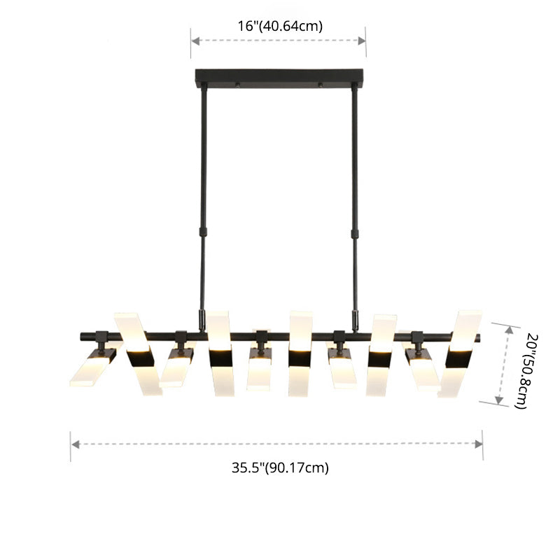 Modern Minimalist Fish Skeleton Island Light Acrylic LED Strip Restaurant Pendant Lighting for Living Room