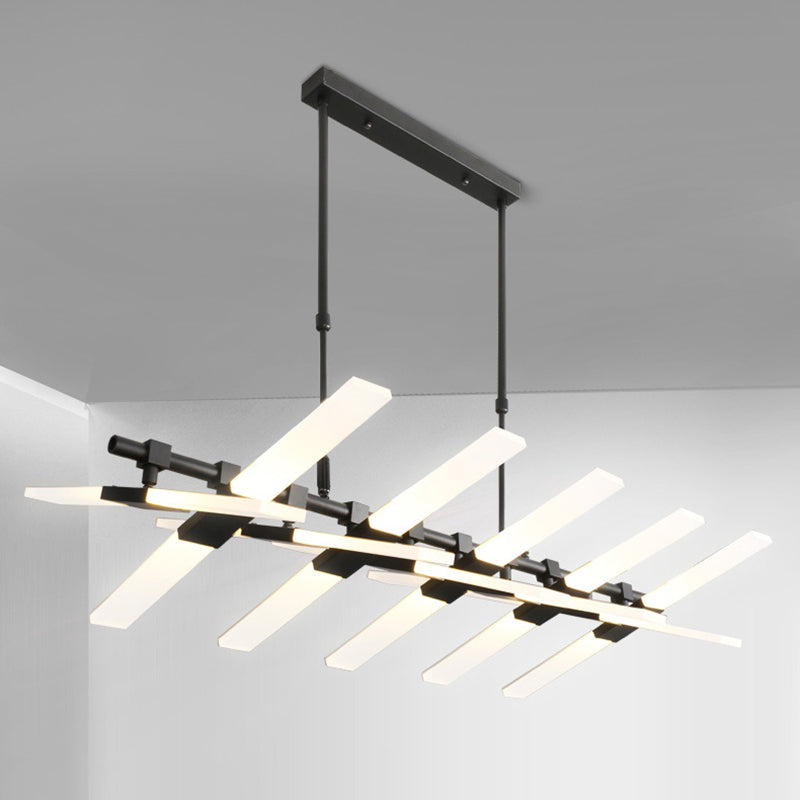 Modern Minimalist Fish Skeleton Island Light Acrylic LED Strip Restaurant Pendant Lighting for Living Room