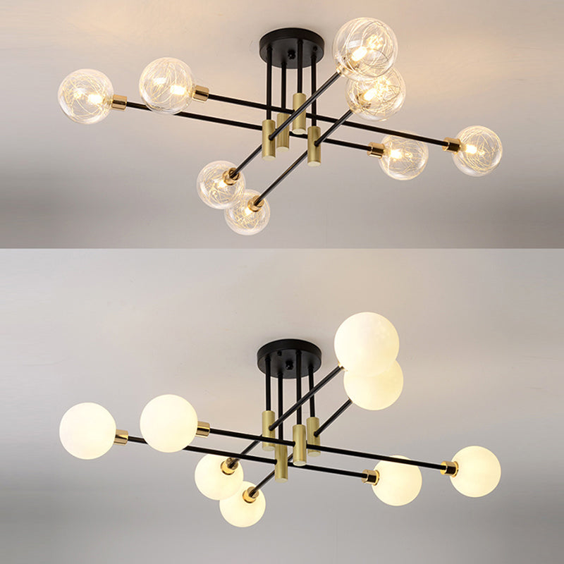 Lámpara de techo con forma molecular de orbe de cristal, lámpara colgante de líneas geométricas de estilo sencillo contemporáneo