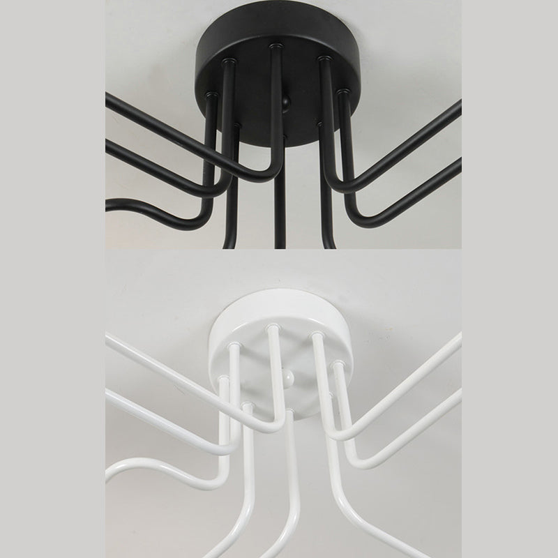 8 luces de estilo de techo de metal de estilo industrial Diseño de bombilla abierta