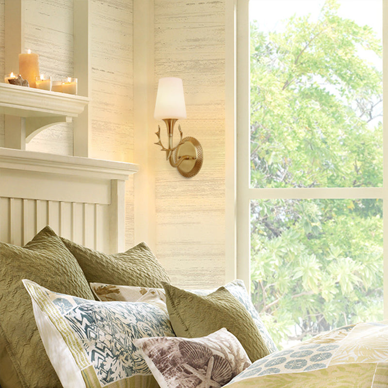 ARMA PROFIMENTE LECHA DEL VIDRIO VERDADO Rústico 1/2 Luz de dormitorio Luz de la pared de la pared en latón