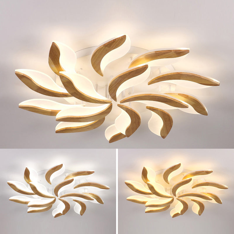 Holzfarbe Acrylschatten Halbflush Mount in modern