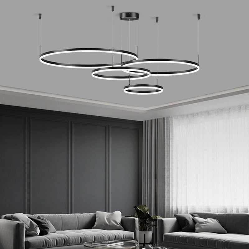 Modern Circle Hanging Pendant Lights Metal Chandelier Lamp