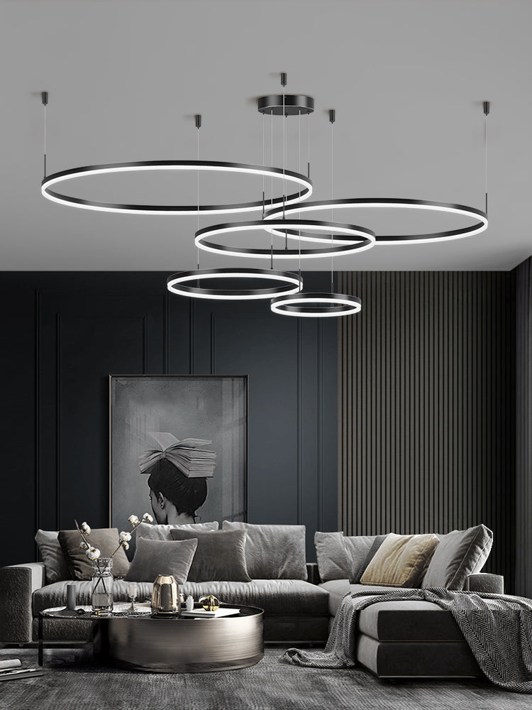Modern Circle Hanging Pendant Lights Metal Chandelier Lamp