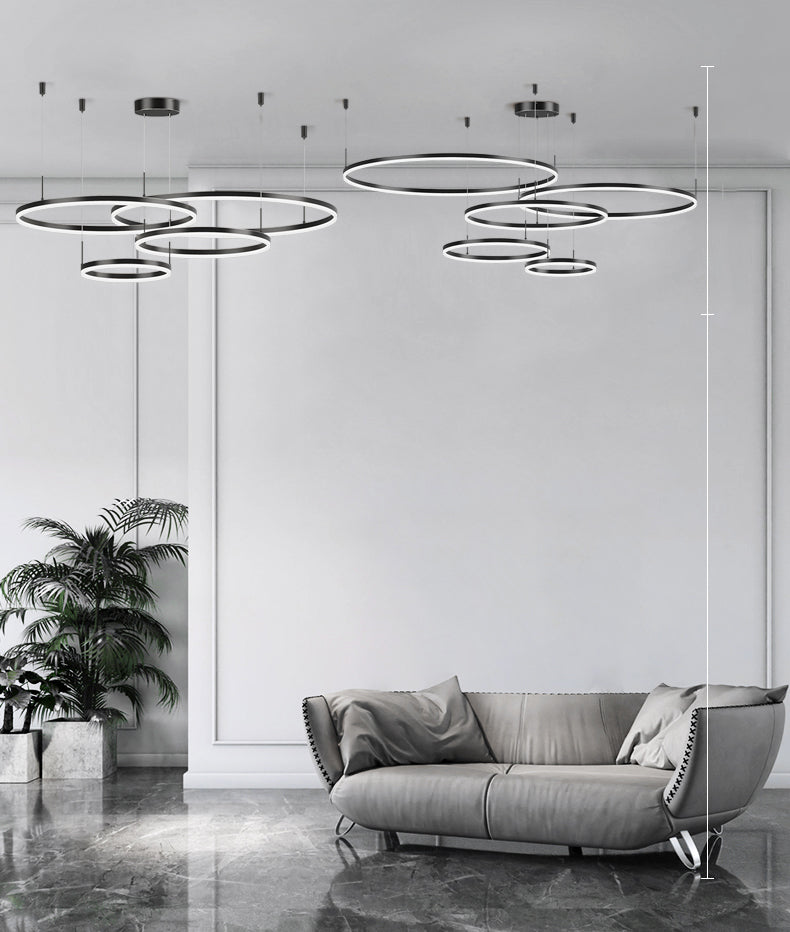 Modern Circle Hanging Pendant Lights Metal Chandelier Lamp