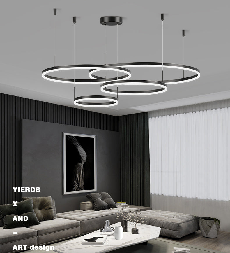 Modern Circle Hanging Pendant Lights Metal Chandelier Lamp