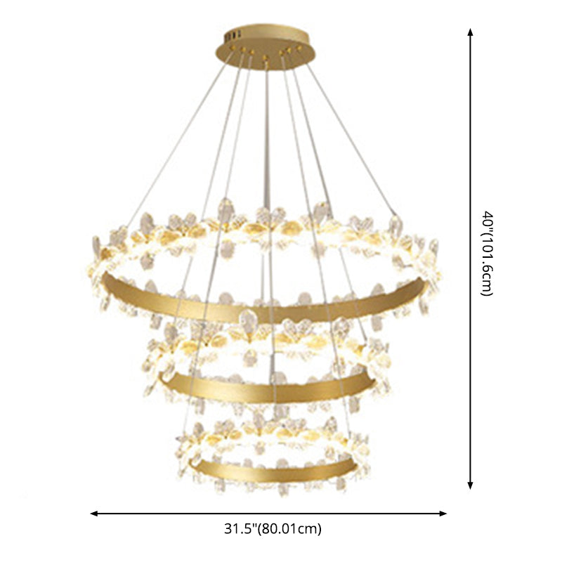 Modern Circle Hanging Pendant Lights Crystal Chandelier Lamp