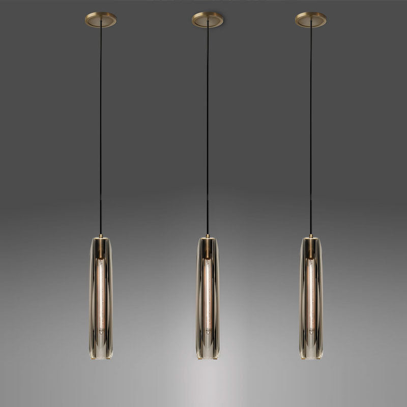 Modern Minimalist Cylindrical Shape Pendant Light Crystal Clear Suspension Light for Living Room