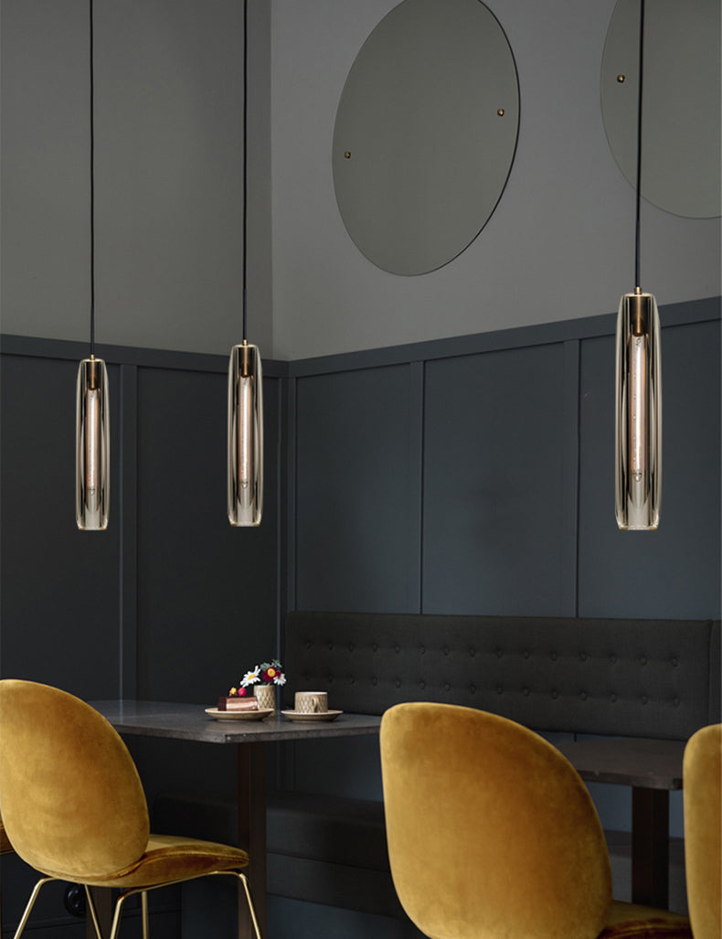 Modern Minimalist Cylindrical Shape Pendant Light Crystal Clear Suspension Light for Living Room