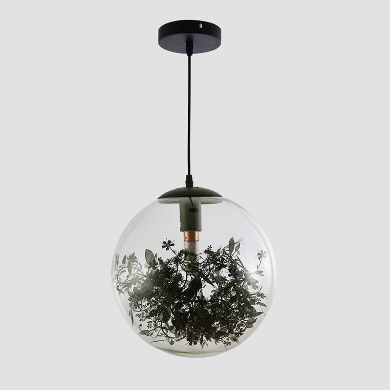 Flower Cluster Silhouette Design Glass Hanging Light Nordic Minimalism Style Globe Pendant Lamp for Bedroom