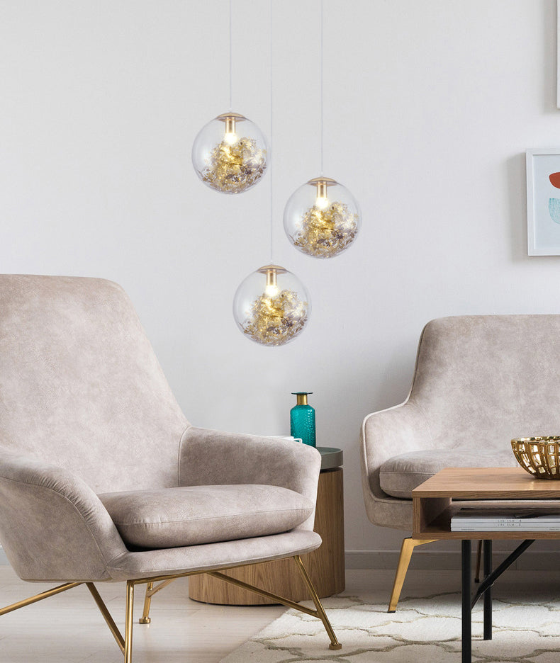 Flower Cluster Silhouette Design Glass Hanging Light Nordic Minimalism Style Globe Pendant Lamp for Bedroom