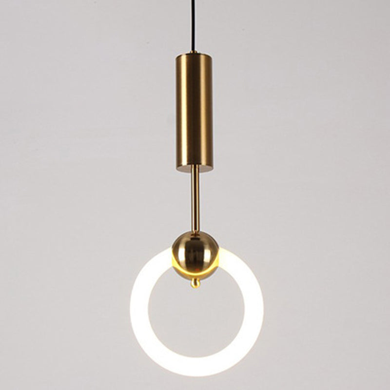 Gold Round Shape Pendant Lamp Modern Minimalist LED Hanging Lamp for Dining Table