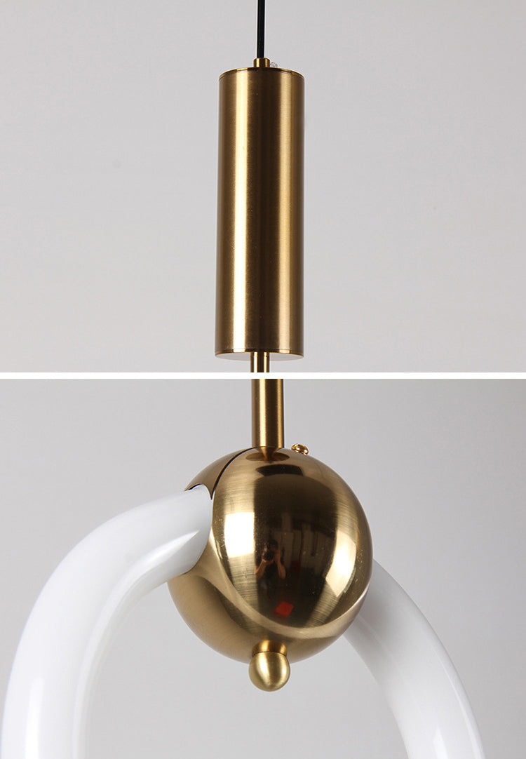 Gold Round Shape Pendant Lamp Modern Minimalist LED Hanging Lamp for Dining Table