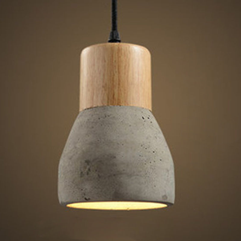 Zement + Massivholz Einfachheit Mini Hanging Light 4,9 "breites nordischer Lampen -Leuchten -Anhänger für das Café