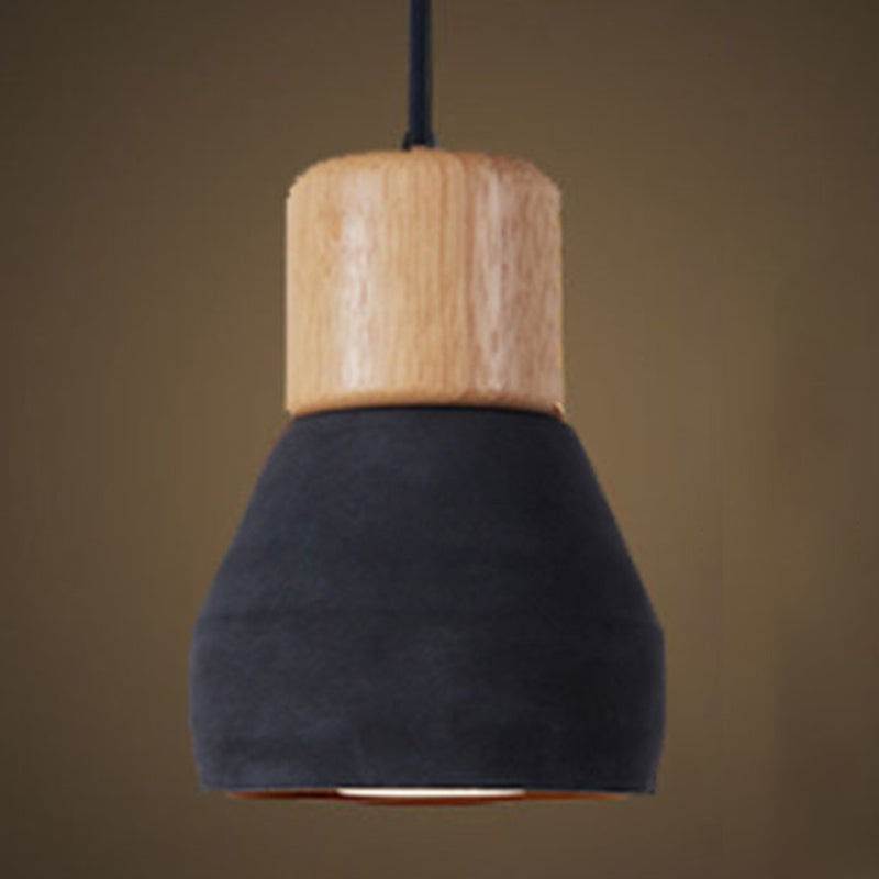 Zement + Massivholz Einfachheit Mini Hanging Light 4,9 "breites nordischer Lampen -Leuchten -Anhänger für das Café