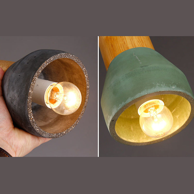 Zement + Massivholz Einfachheit Mini Hanging Light 4,9 "breites nordischer Lampen -Leuchten -Anhänger für das Café