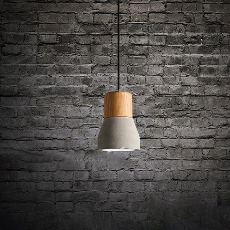 Zement + Massivholz Einfachheit Mini Hanging Light 4,9 "breites nordischer Lampen -Leuchten -Anhänger für das Café