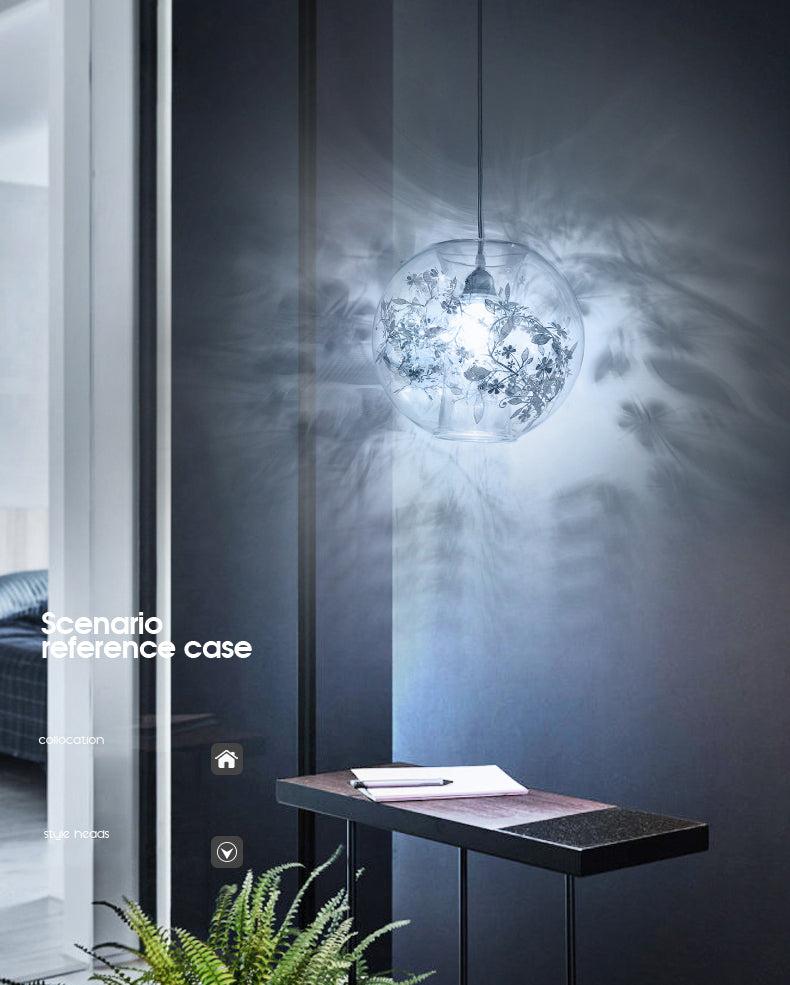 Modern Art Deco Pendant Light Spherical Clear Glass 1 Light Suspension Light for Living Room