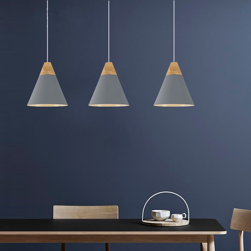 Polished Aluminum Macaroon Style Hanging Lamp 1-light Wooden Simplicity Lighting Fixture with 47" Adjustable Suspension Wire