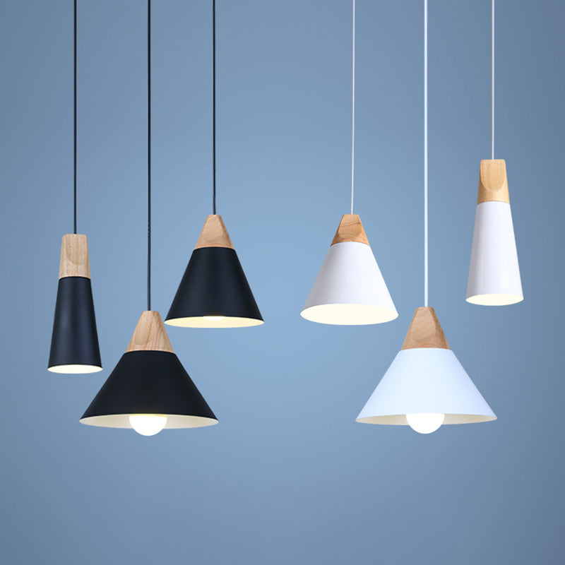 Polished Aluminum Macaroon Style Hanging Lamp 1-light Wooden Simplicity Lighting Fixture with 47" Adjustable Suspension Wire