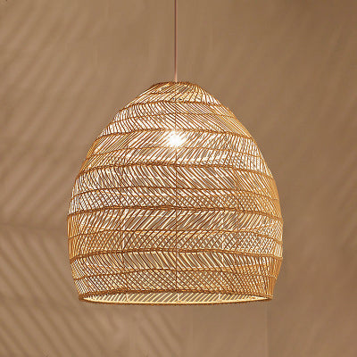 Modern Hand-Woven Suspension Pendant Light Rattan 1 Light Pendant
