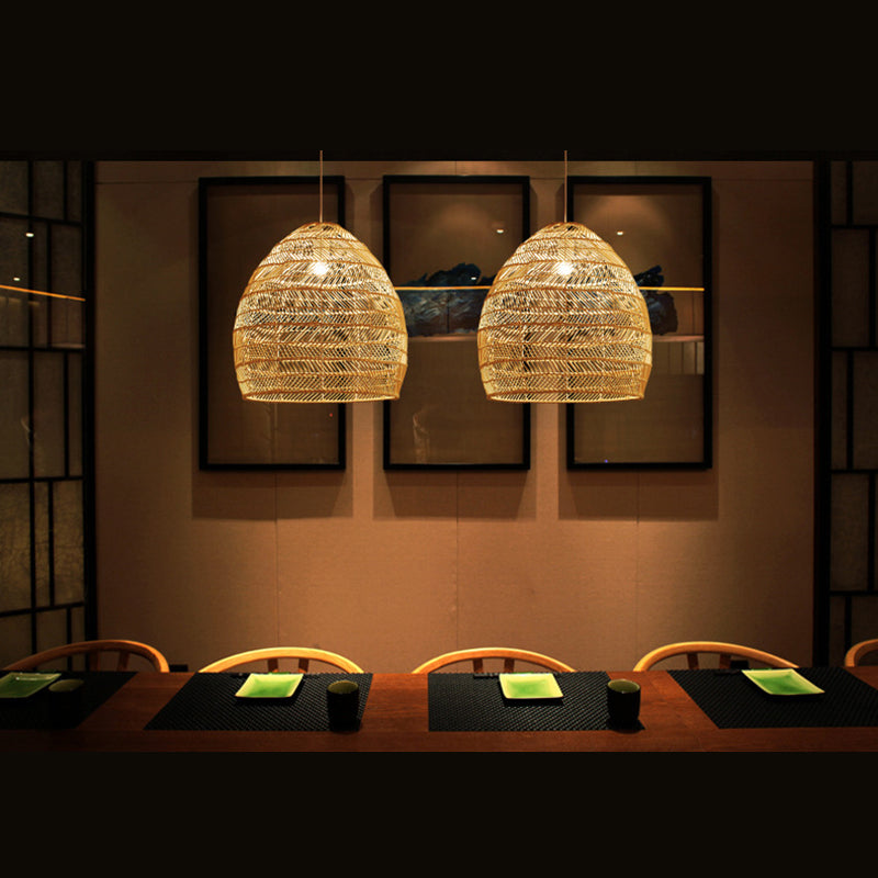 Modern Hand-Woven Suspension Pendant Light Rattan 1 Light Pendant