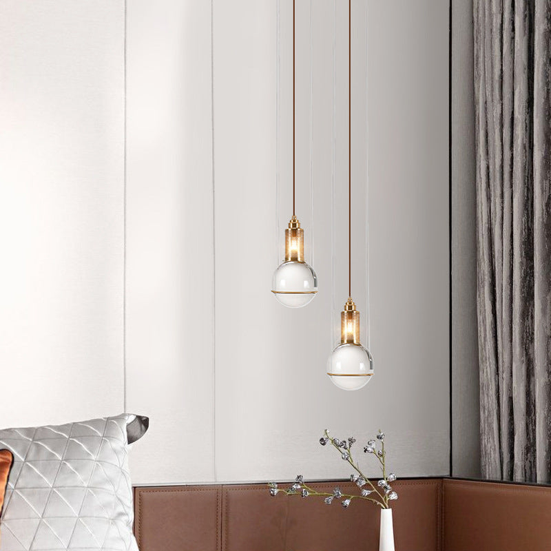 1 Light Pendant Light Modern Minimalist Globe Clear Crystal Shade Hanging Lamp for Living Room