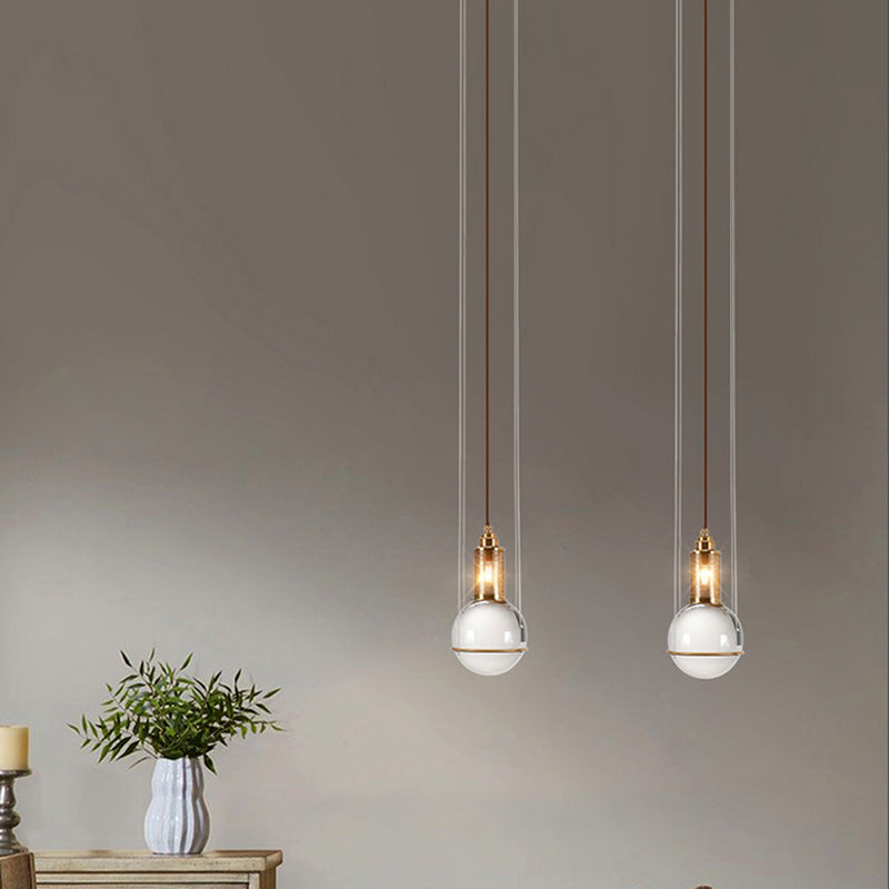 1 Light Pendant Light Modern Minimalist Globe Clear Crystal Shade Hanging Lamp for Living Room