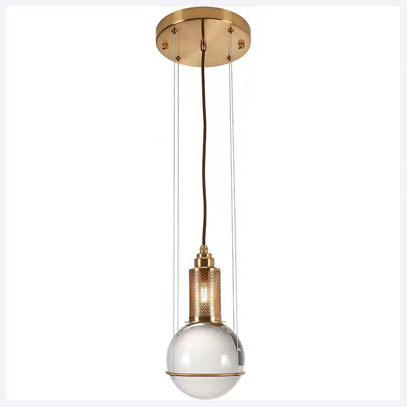 1 Light Pendant Light Modern Minimalist Globe Clear Crystal Shade Hanging Lamp for Living Room