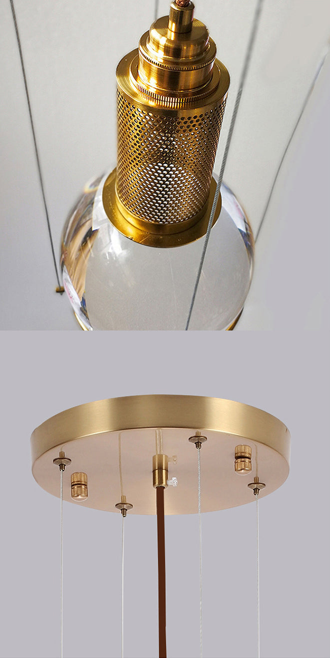 1 Light Pendant Light Modern Minimalist Globe Clear Crystal Shade Hanging Lamp for Living Room