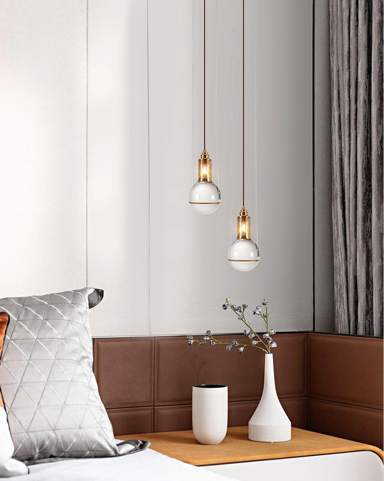 1 Light Pendant Light Modern Minimalist Globe Clear Crystal Shade Hanging Lamp for Living Room